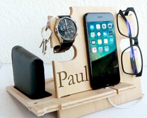 Gift for Men Docking Station, It keeps all personal items organized, Gift for Him, Christmas Gift, Personalized Gift, Gift for Husband