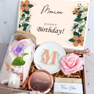 Unique Birthday Gift Box, Gift Box Set With Birth Month Flower Glass Cup, Friendship Gift Box, Holiday Basket for Her