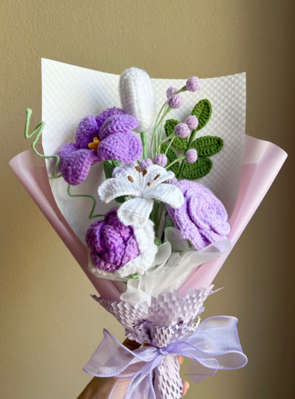 Crochet Flowers Bouquet Handmade, Tulip, Home Decor, Finished Product, Gift For Her, Birthday, Friend, Girlfriend, Mom, Grandma, Graduation