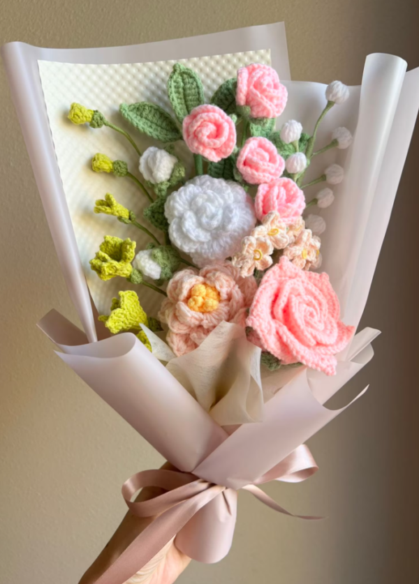 Crochet Flowers Bouquet Handmade, Tulip, Home Decor, Finished Product, Gift For Her, Birthday, Friend, Girlfriend, Mom, Grandma, Graduation